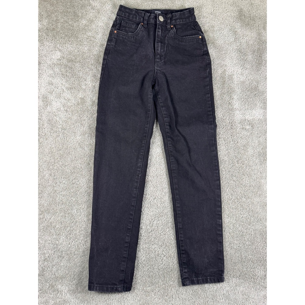 Cotton On Stretch Mom Jean High Waisted Faded Black Denim Size 2 US 6 AU